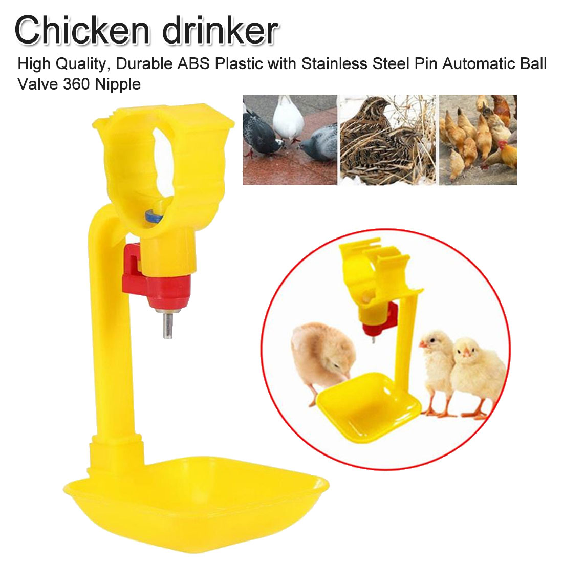 10pcs Set Chicken Water Feeder Poultry Hanging Cup Automatic