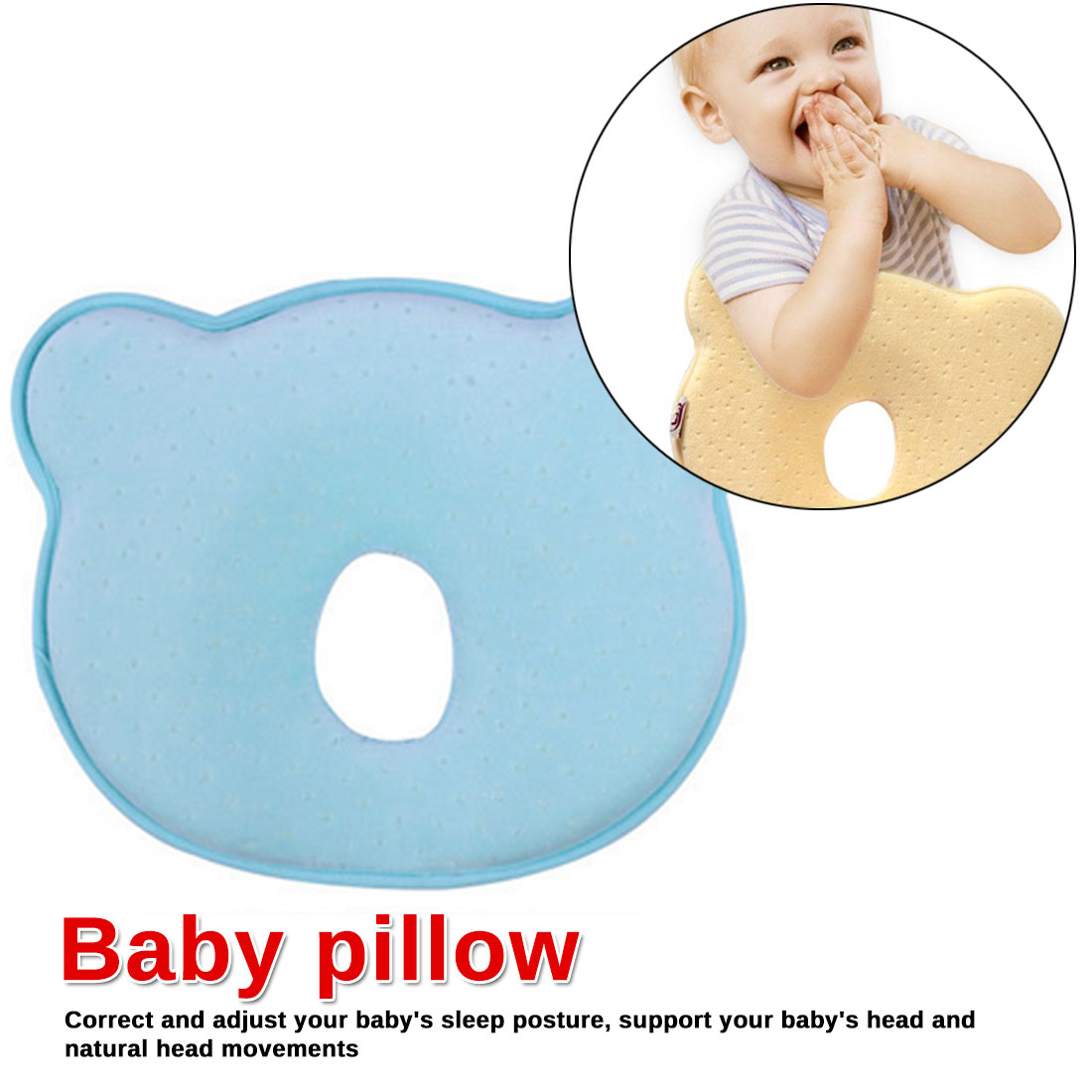 Soft Infant Baby Pillow Prevent Flat Head Memory Foam Cushion Sleeping Support